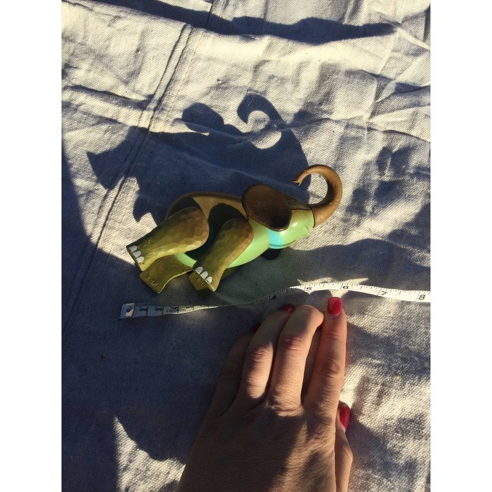 Vintage e-rr toy elephant 4” 4 in Hong Kong‎ green Moveable safari Africa